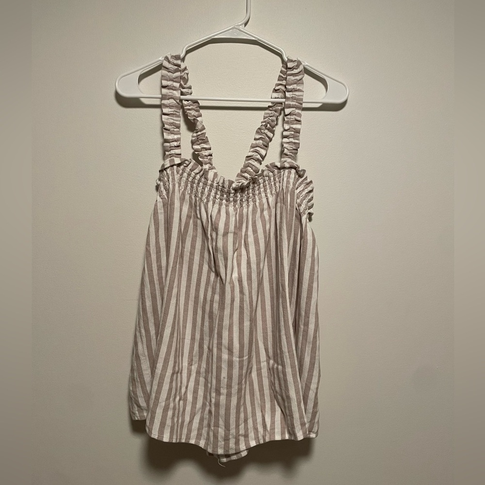 Reitmans Beige and White Striped flowy Tank Top